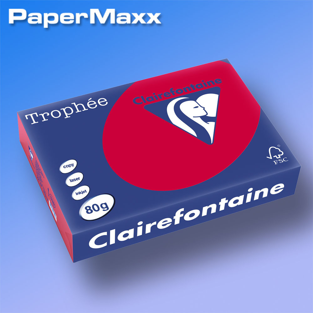 3x  Clairefontaine Trophee  Kopier Drucker Papier  80 g/m² A4    1782 Kirschrot 